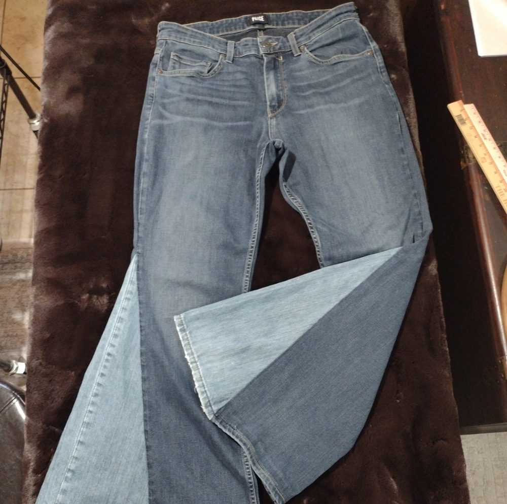 Paige Jeans Womens 33 Custom 2-Tone Panel Flare Hi Rise Bell Bottom Y2K Festival